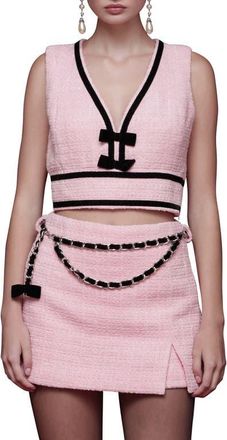 Avec Les Filles Bow Trim Sleeveless Crop Top in Candy Pink at Nordstrom, Size X-Small