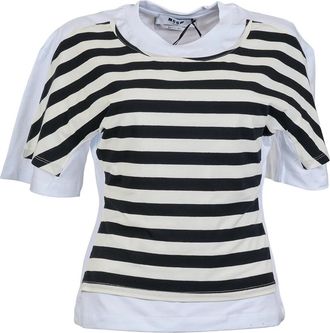 Msgm Striped Layered T-Shirt - Dames - T-shirts - Veelkleurig - S - Katoen - Tops