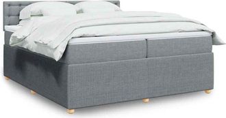 vidaXL Vidaxl - Cama Box Spring Con Colch&oacute;n Tela Gris Claro 200x200 Cm