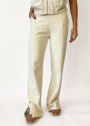 Elan Joni Wide Leg Sweatpants In Stone