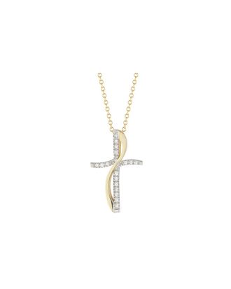 I.Reiss Company 14K Two-Tone 0.15 Ct. Tw. Diamond Cross & Flame Necklace