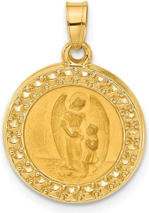 Diamond2Deal 14k Yellow Gold Hollow Our Guardian Angel Medal