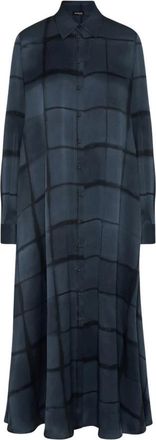 Kiton Zijden Avondjurk met Geometrisch Patroon - Dames - Shirt Kleedjes - Grijs - S - Kleedjes