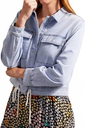 Tribal Stretch Denim Jacket In Happy Blue