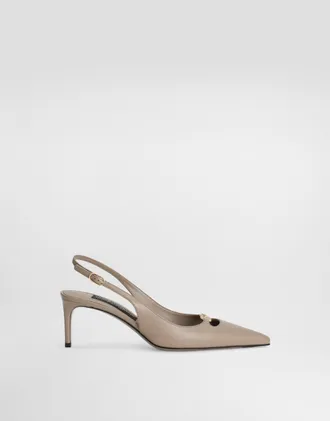 Dolce & Gabbana Silk-effect Nappa Leather Slingback - Woman Pumps And Slingback Beige 38.5