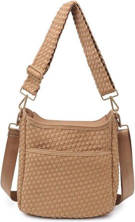 Sol and Selene Womens Kismet Woven Neoprene Crossbody Bag In Nude