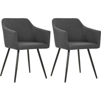 vidaXL 323094 Dining Chairs 2 Pcs Dark Grey Fabric Vidaxl