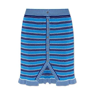 Ganni Short Skirts, female, Blue, Size: XS Ruffled Skirt