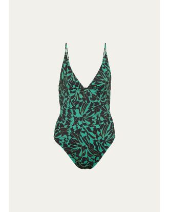 Ulla Johnson Alba Deep V One-Piece Swimsuit