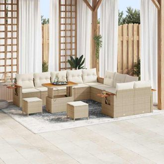 vidaXL Conjunto De Sof&aacute; De Jard&iacute;n 13 Pcs Beige Y Crema 90 X 55 X 71 Cm Vidaxl