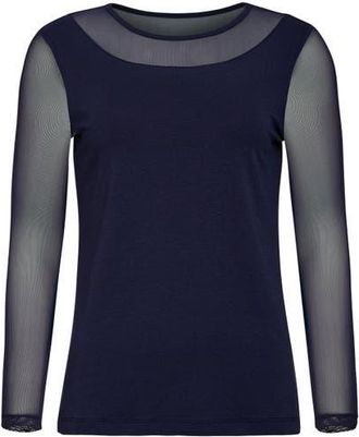 Anatomie Kim Mesh-Sleeve Top in Pima Modal in Navy at Nordstrom, Size X-Large