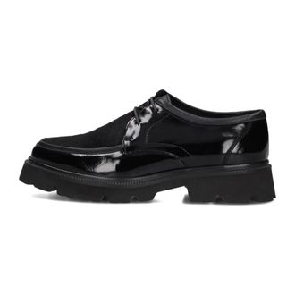 Stefano Lauran Zwarte Veterschoenen Retro Charme - Dames - Veterschoenen - Zwart - 37 EU - Wol - Schoenen