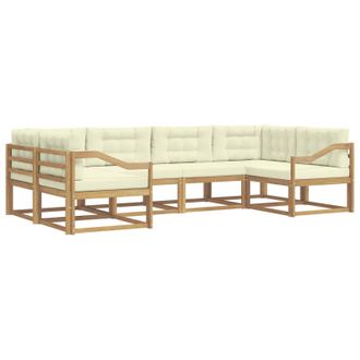 vidaXL Conjunto De Sof&aacute;s De Exterior Con Coj&iacute;n 6 Pcs Blanco Y Crema Vidaxl