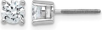 Diamond2Deal 14k White Gold 3/4 ct Round Lab Grown Diamond Stud Earrings Screw Back VS Clarity, D-E Color