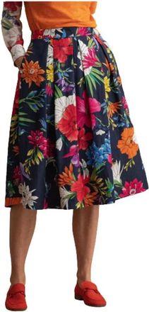 GANT Bloemen Midi Rok - Dames - Midirokken - Veelkleurig - XS - Katoen - Rokken