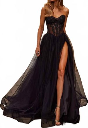 La Femme Womens Prom Dress In Black