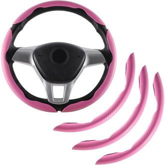 OEM Este Juego De 3 Piezas De Fundas Antideslizantes De Fibra De Carbono Rosa Para El Volante Presenta Un Dise&ntilde;o De Mariposa Segmentada Y Es Compatible Co