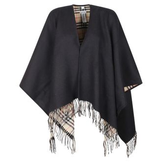 Burberry Accessoires, Dames, Zwart, ONE Size, Wol, Omkeerbare Wol Kaap