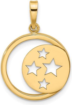 Diamond2Deal 14k Yellow Gold Polished Moon and Stars Cut Out Pendant