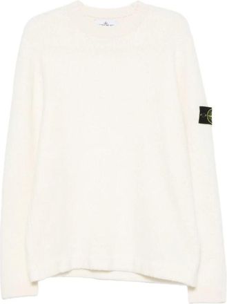 Stone Island Luxe Avorio Sweater - Heren - Ronde hals truien - Beige - 2XL - Wol - Truien & Vesten
