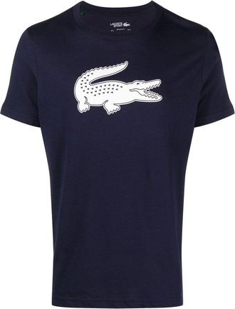Lacoste logo-print T-shirt - men - Cotton/Polyester - 7 - Blue