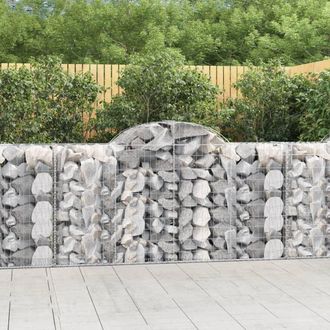 Berkfield Home Arched Gabion Baskets 14 pcs 200x50x100/120 cm Galvanised Iron in Silver