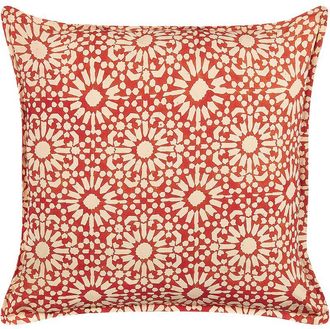 Beliani Beliani - Coj&iacute;n De Algod&oacute;n Rojo Blanco Crema 45 X 45 Cm Patr&oacute;n Geom&eacute;trico Accesorio Ceiba