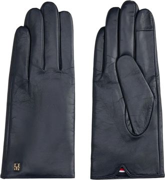Tommy Hilfiger Guanti in pelle con logo - Blu