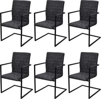 vidaXL Vidaxl - Sillas De Comedor Voladizas 6 Unidades Cuero Sint&eacute;tico Negro