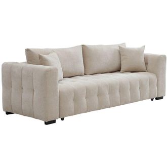 Vente-Unique Divano letto 3 posti in tessuto testurizzato beige - PANILO