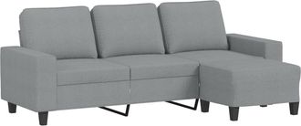 vidaXL Vidaxl - Sof&aacute; De 3 Plazas Con Taburete De Tela Gris Claro 180 Cm