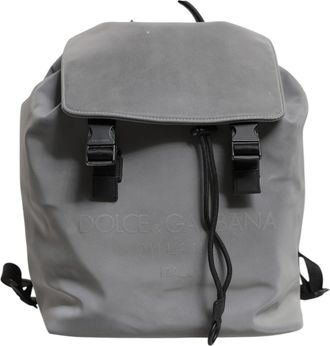 Dolce & Gabbana Gray Palermo Reflector Buckles Drawstring Backpack Mens Bag (Pre-Owned)