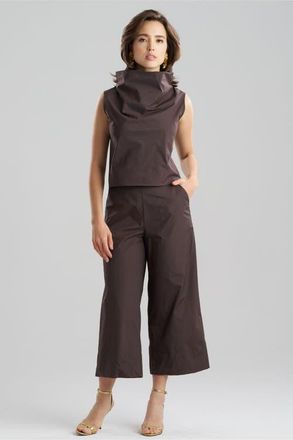 Natori Techno Poplin Crop Funnel Top in Dark Brown at Nordstrom, Size X-Small