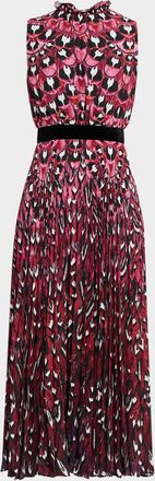 Mary Katrantzou Hollie Ombre Feather-Print Midi Dress