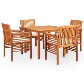 vidaXL Set Comedor De Jard&iacute;n 5 Pzas Y Cojines Madera Maciza De Acacia Vidaxl