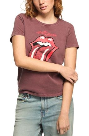 Lucky Brand Rolling Stones Lace Hot Lips Graphic T-Shirt in Rustic Wine at Nordstrom, Size X-Large
