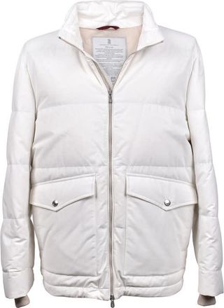 Brunello Cucinelli Mens White Quilted Down Jacket, Size M