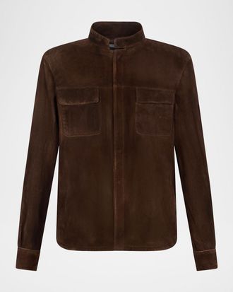 Boglioli Men & apos;s Stand-Collar Distressed Leather Jacket