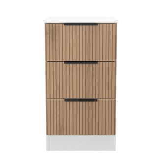 Lewis's Java 3 Drawer Bedside in Slatted Effect / White - Ready Assembled - Lewiss Home | TJ Hughes
