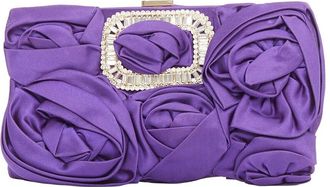 Roger Vivier Purple Satin Crystal Buckle Clutch (Authentic Pre-Loved)