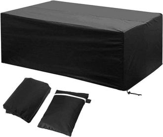 OEM Funda Protectora Para Muebles De Exterior De 242x162x100cm, Impermeable, Resistente Al Viento Y Al Polvo, De Tela Negra 210d, Para Mesa Y Sillas De Ja