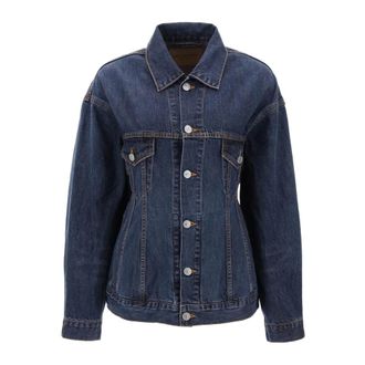 Balenciaga Denim Jackets, female, Blue, Size: 3XS Giacca
