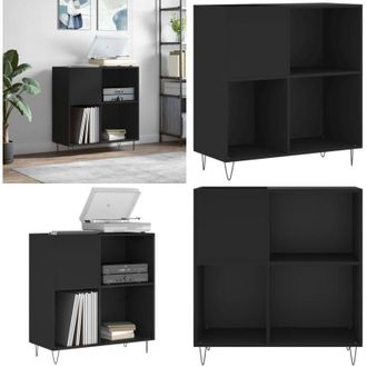 vidaXL Mobile Porta Dischi Nero 84,5x38x89 cm in Legno Multistrato - Mobile per vinili - Mobile porta dischi