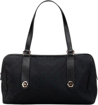 Gucci Pre-owned Shoulder Bags, female, Black, Size: ONE SIZE Pre-owned Canvas Shoulder Bag