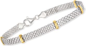 Ross-Simons Sterling Silver and 14kt Yellow Gold Bismark-Link Bracelet
