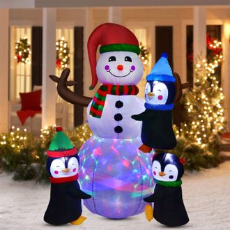 OEM Mu&ntilde;eco De Nieve Inflable, 183 Cm, Con Iluminaci&oacute;n Led Integrada, Poli&eacute;ster Impermeable, Para Decoraci&oacute;n De Interiores Y Exteriores