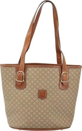 Celine Vintage Macadam Handbag Canvas And Leather Beige Canvas Handbag (Pre-Owned)