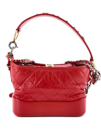 Chanel Gabrielle with Logo Handle Quilted Aged Calfskin Small hobo bag - Rosso