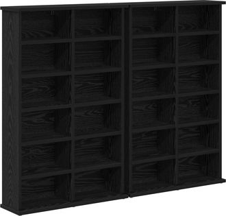vidaXL Cabinet Para Cds 2 Uds. Roble Negro 60 X 17 X 92 Cm Vidaxl