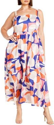 City Chic Callie Geo Print Sleeveless Maxi Sundress in Funky Town at Nordstrom Rack, Size Xs/14W